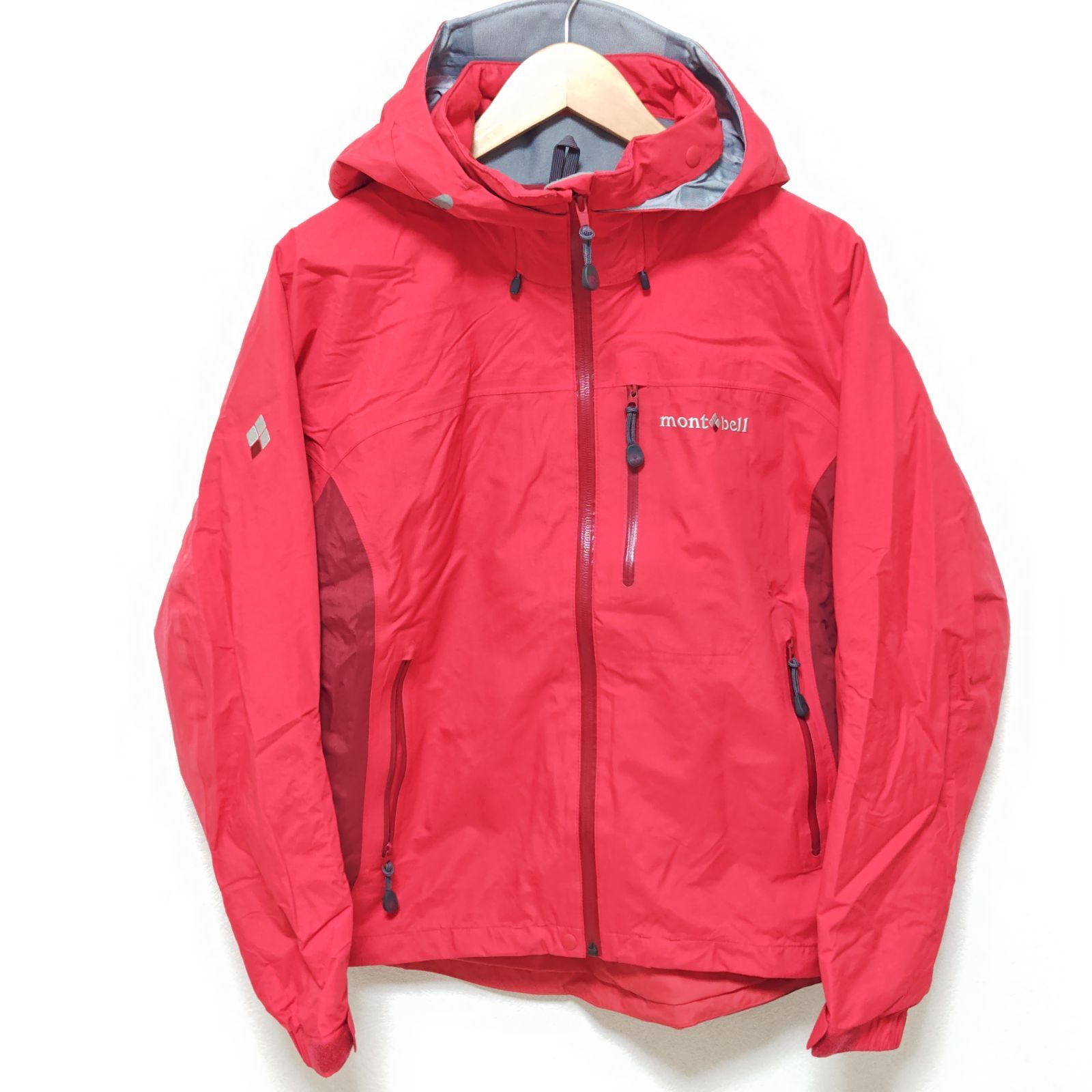 ◎ mont-bell モンベル NYLON ナイロンジャケット マウンテンパーカー ウィンドブレーカー ジャンパー バイ フーディ ジップアップ 防水 防寒 アウトドア スポーツ 屋外 雨 雪 レディース レッド サイズM|M29631ja