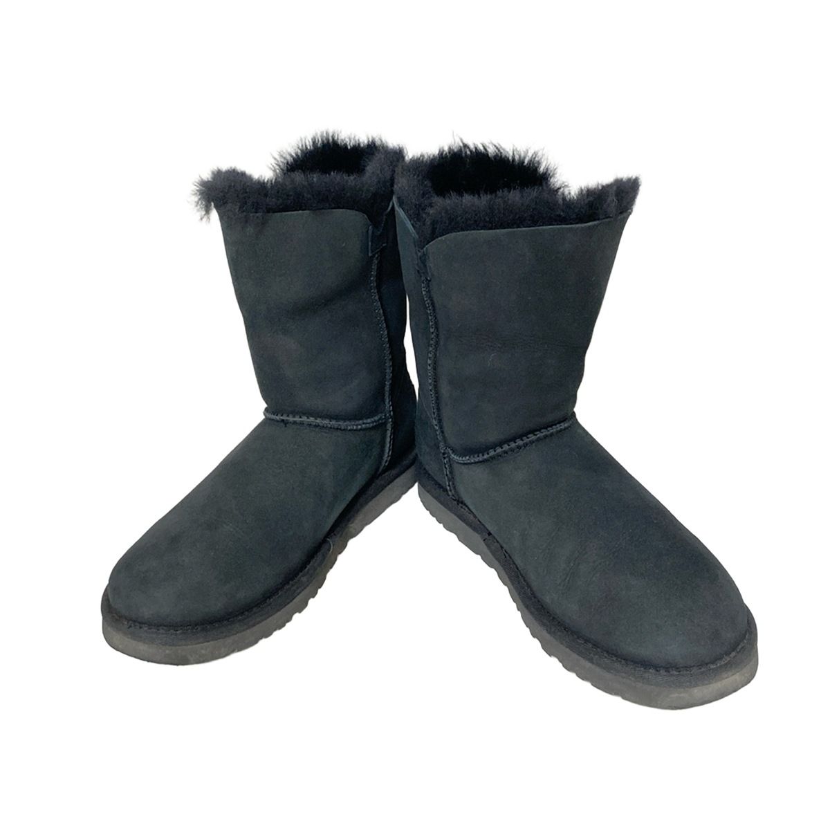 UGG アグ ショートブーツ 22 レディース ベイリーボタンブリング 3349 黒 スワロフスキークリスタル ムートン