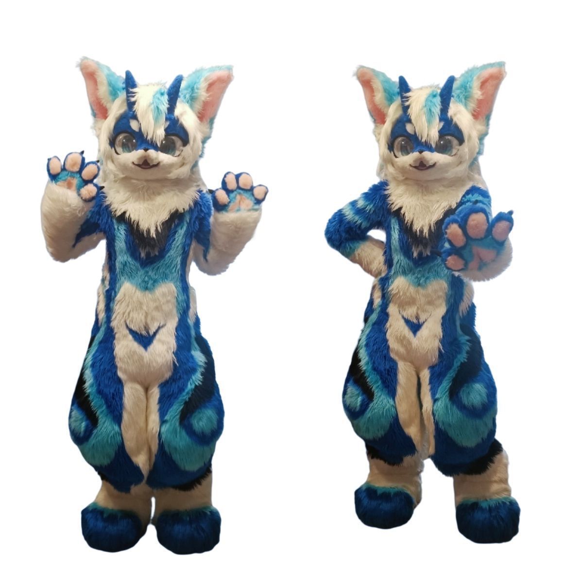 着ぐるみ ケモノ体 フルスーツ セット NO.5 ブルー ドラゴン 全身 尻尾 ケモノ ファースーツ ぬいぐるみ コスプレ コスチューム