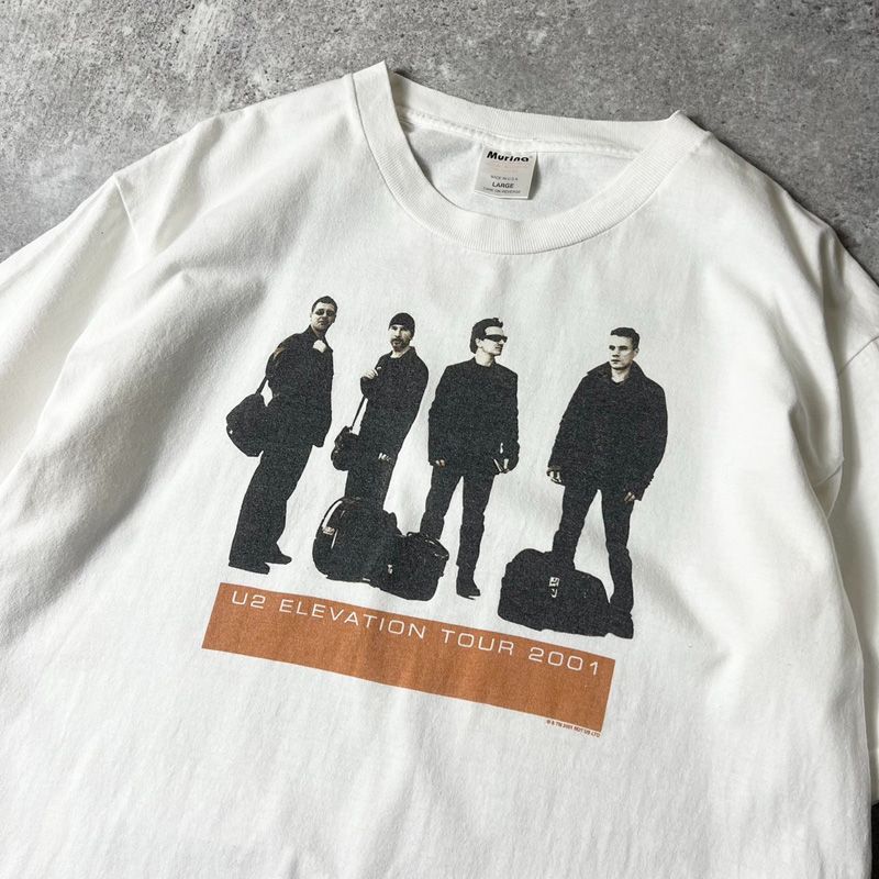 00s USA製 U2 オフィシャル 2001 Elevation ツアー プリント 半袖 Tシャツ L / 00年代 アメリカ製 オールド バンド  バンT