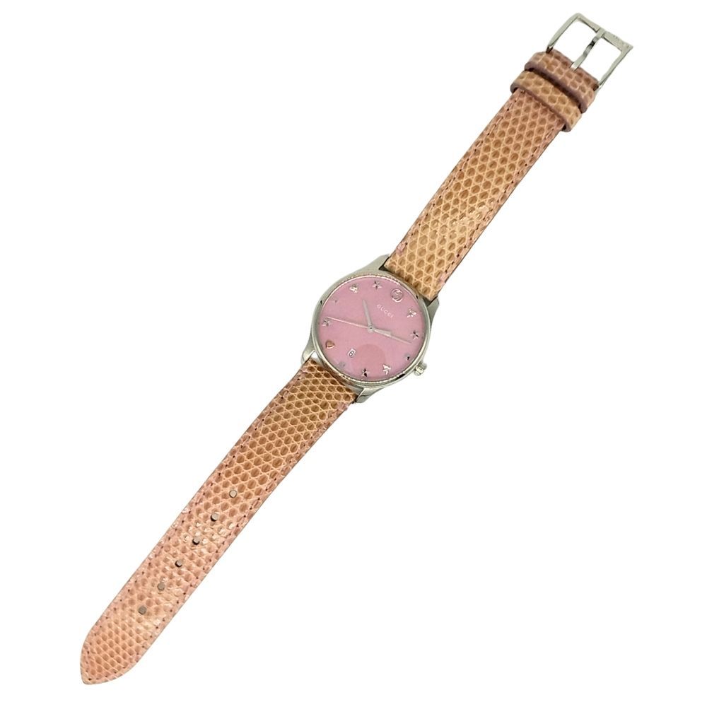 GUCCI グッチ 126.5 Gタイムレス ピンクシェル クォーツ リザード  