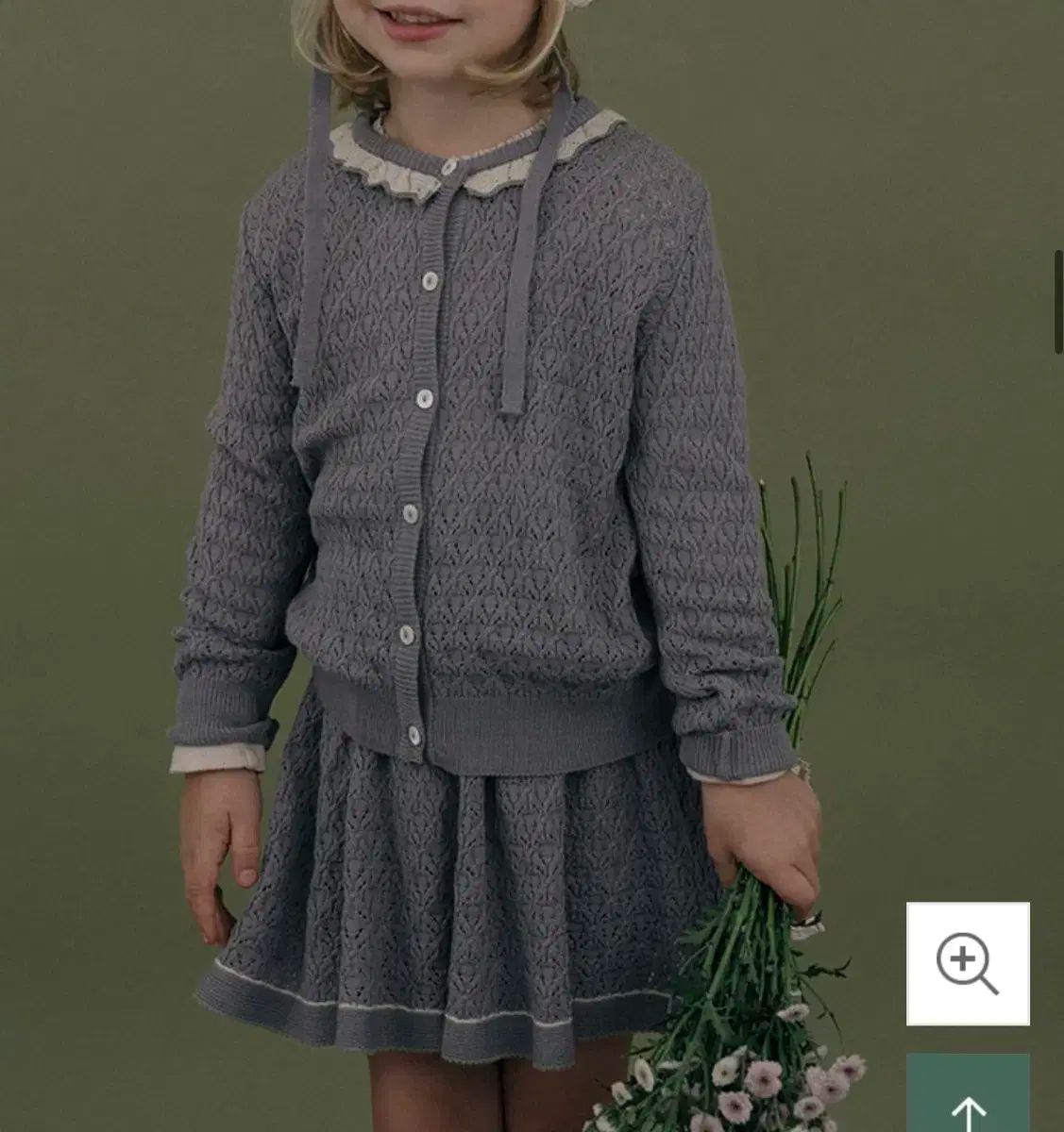 シュシュアンクラ チュール シャロッテ ジャガード ニットカーディガン スカート セット 4Y