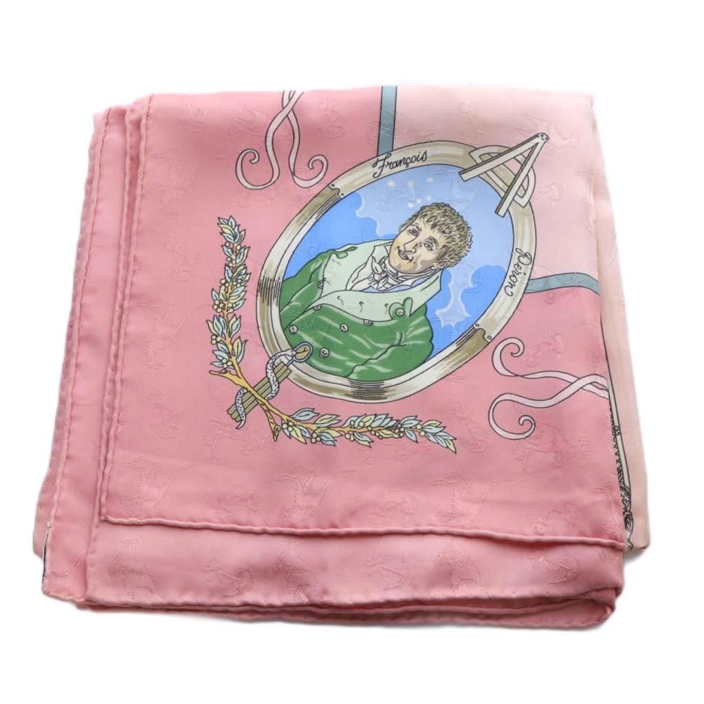 エルメス HERMES LE GEOGRAPHE 地理学者 カレ90 スカーフ 総柄 ピンク