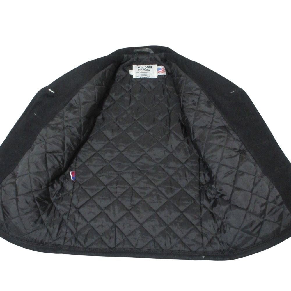 【極美品 USA製】ショット 740N PEA ジャケット Pコート 黒 46 Schott N.Y.C ショット USA LINE 740 32oz ダブルブレスト