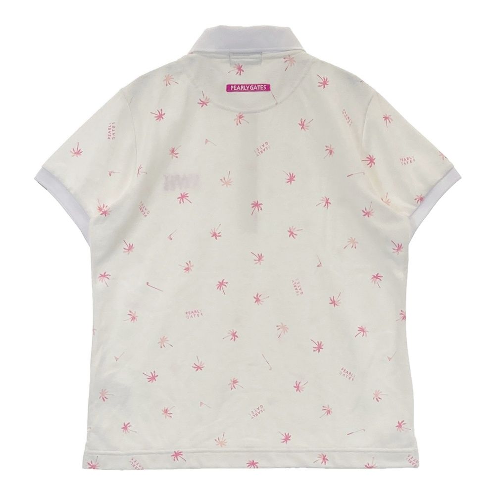 サイズ 1 PEARLY GATES パーリーゲイツ モデル 半袖ポロシャツ ヤシの木 総柄 ホワイト系 240101419264 ゴルフウェア レディース ストスト