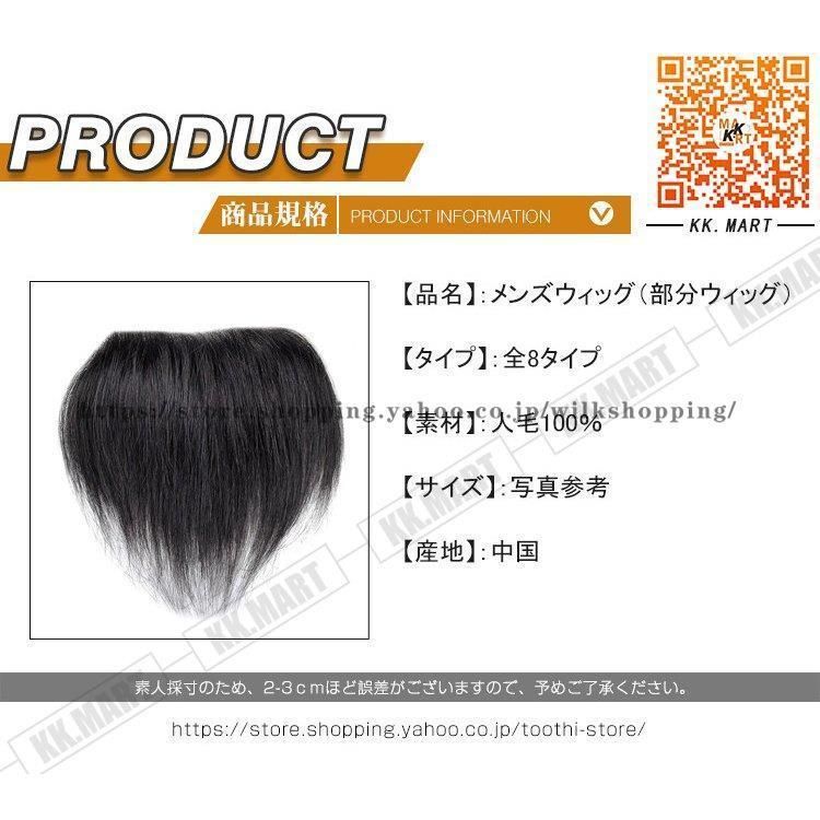 人毛100％ メンズウィッグ 部分ウィッグ ハーフウィッグ つけ毛 男性用