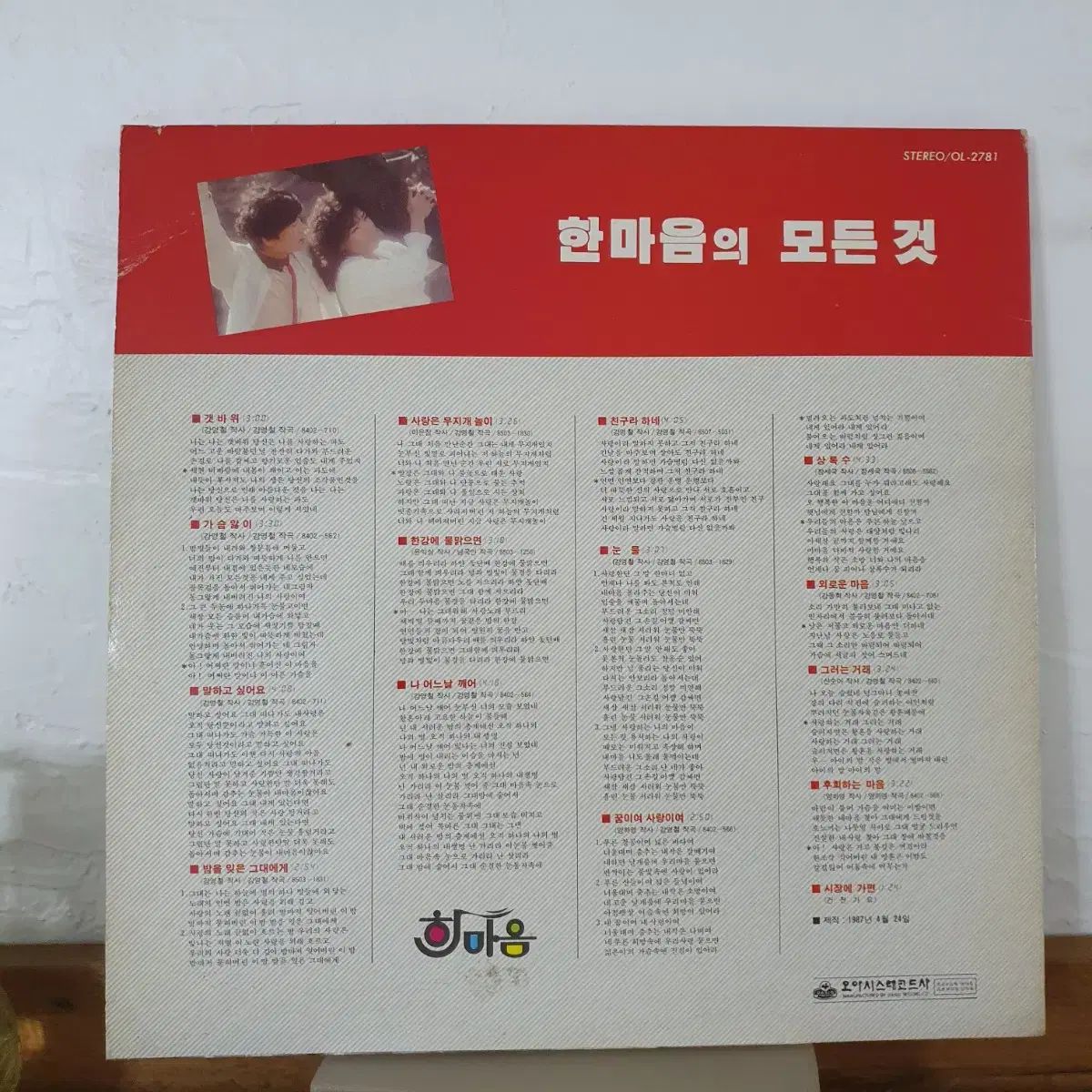 満場一致 磯 友達と呼ぶ LP 1987 オアシス なアルバム