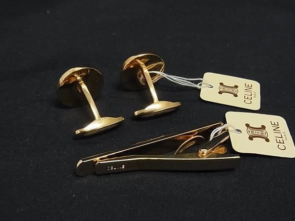 □美品□ CELINE セリーヌ マカダム カフスボタン ネクタイピン