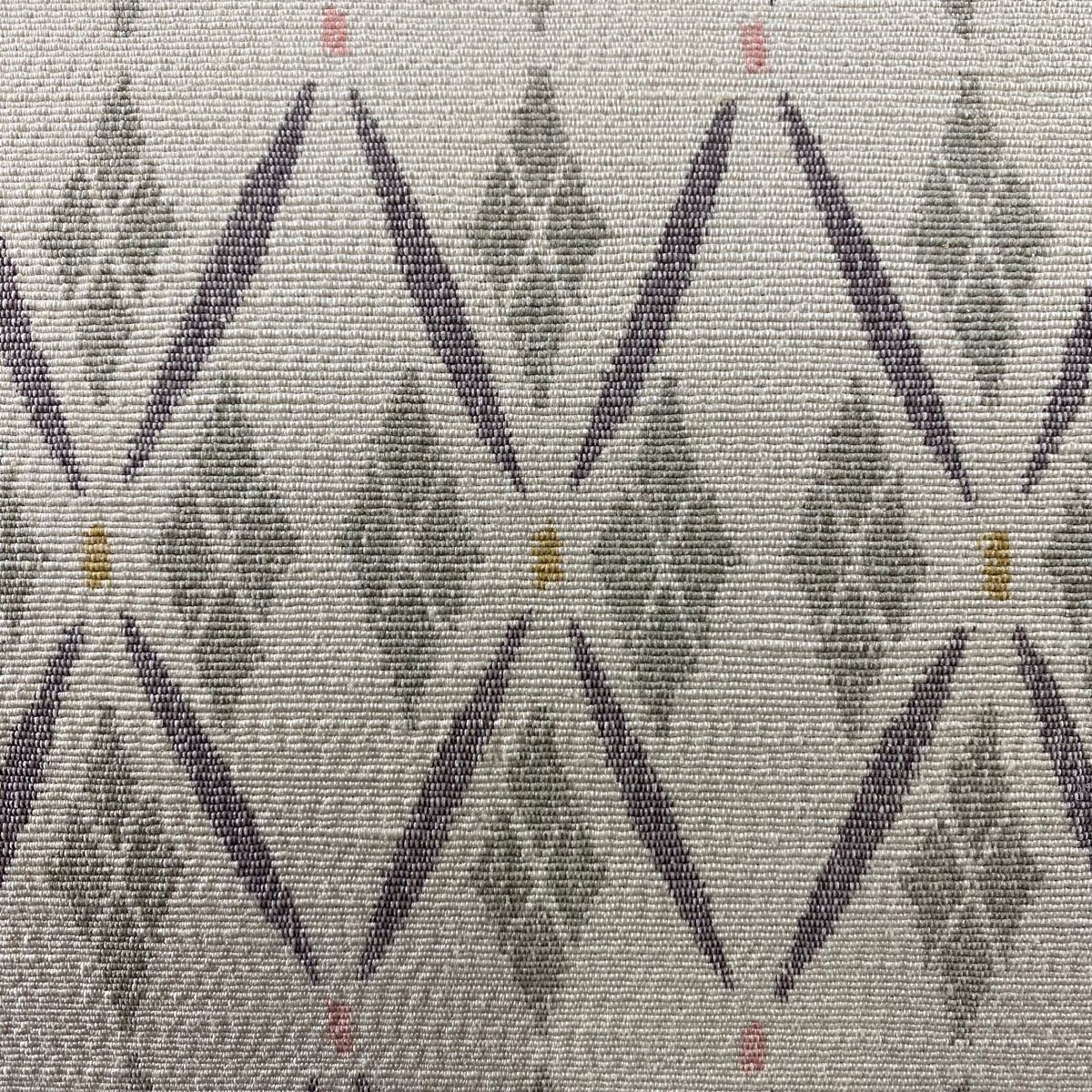 名古屋帯 秀品 証紙 八寸名古屋帯 松葉仕立て 結城紬 やまと 菱 ベージュ 正絹