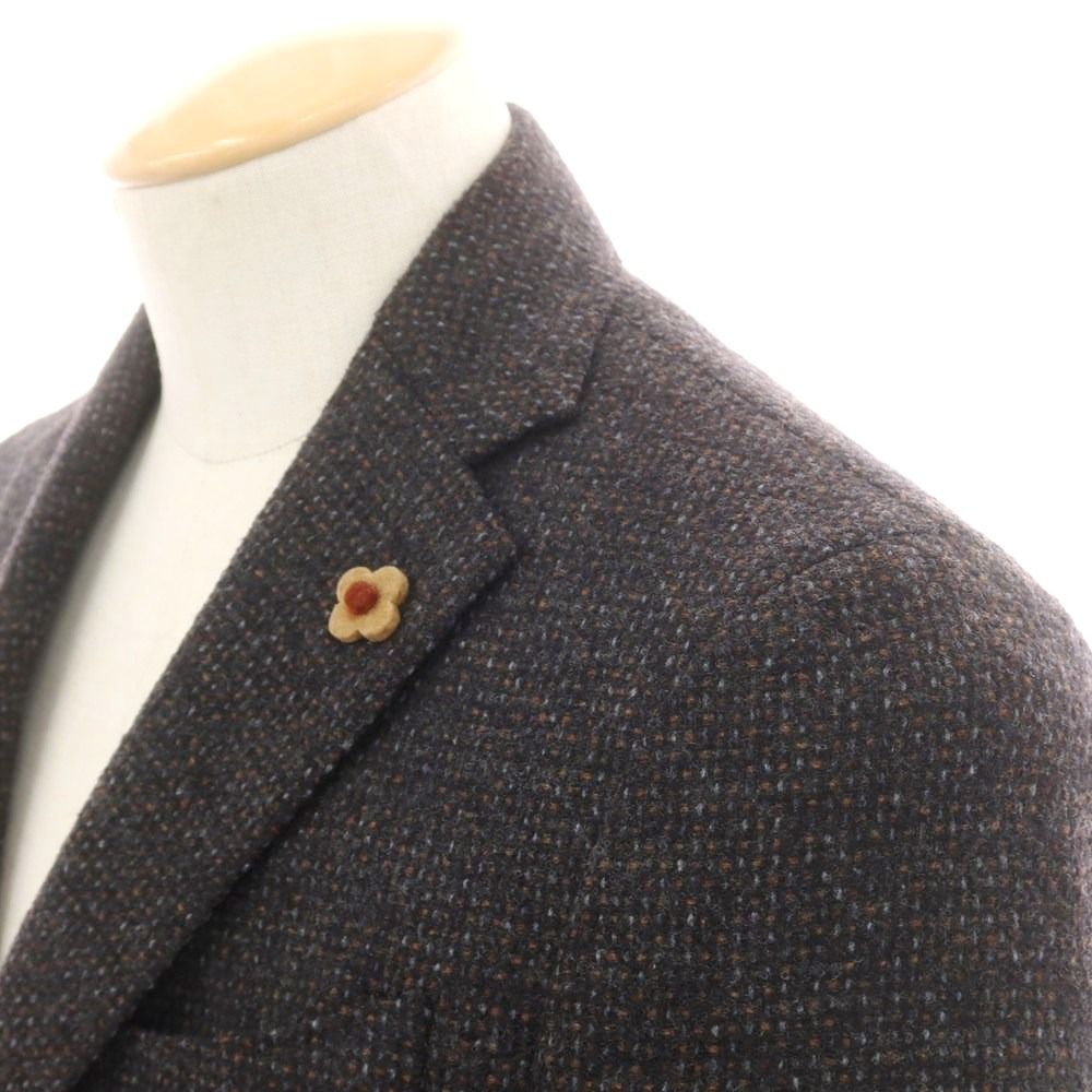 ラルディーニ LARDINI ウール テーラードジャケット グレーxブラウン サイズ42 メンズ