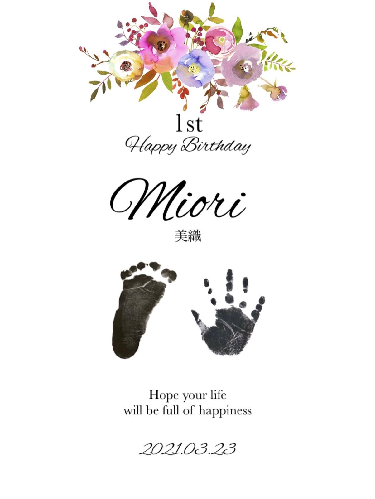 手形・足形 命名書　オーダーバースデイ　手形足形アート　⭐︎3/31迄イベント中⭐︎ key-plus_y-fathersday