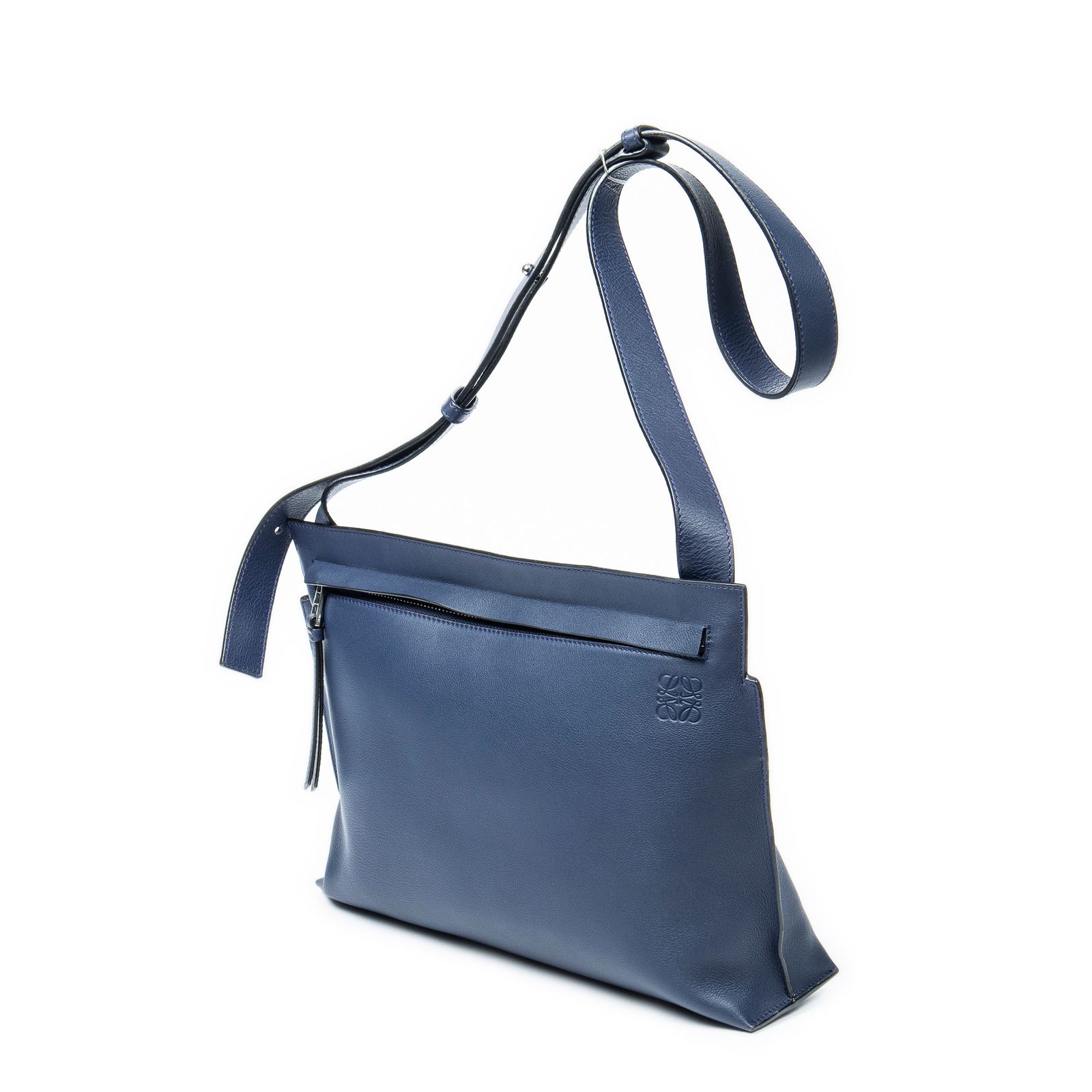 LOEWE ロエベウェブメディアメッセンジャーネイビーカーフスキンレザーA