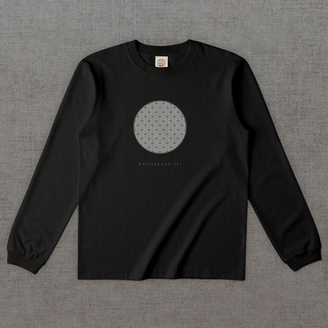 和柄長袖Tシャツ　松皮菱 -墨・円-［長袖］