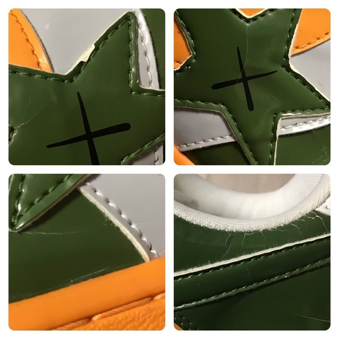 KAWS CHOMPERS BAPE STA エナメル スニーカー 27.5cm Green Orange a