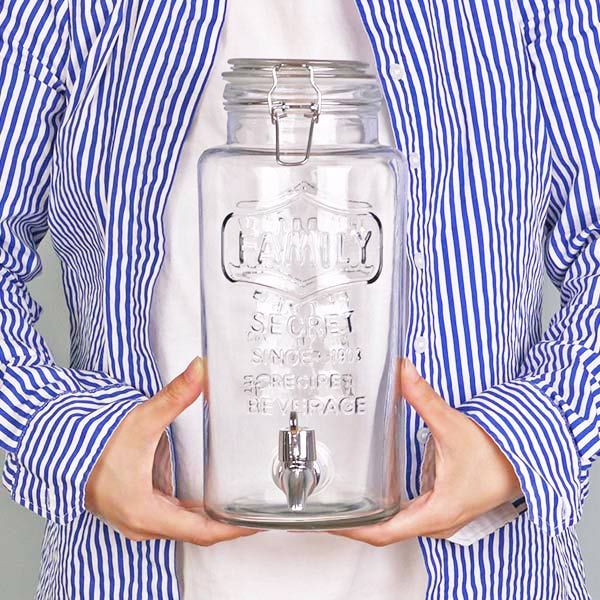 ドリンクサーバー3L スタンド付 ガラス 蛇口付き （ 梅酒 果実酒 ウォーターサーバー ガラス瓶 ガラス製 瓶 ドリンクディスペンサー サングリア  ジュース作り ） | リビングート 楽天市場店 IWEJ 屋外・業務用 ガラス飲料ディスペンサー ステンレスコック付き 大容量 2L ... 屋外用 大容量ガラス飲料ディスペンサー 3L 蛇口付き 果実酒・梅酒・ジュース対応 家庭用・業務用 ピッチャー ガラスドリンクサーバ