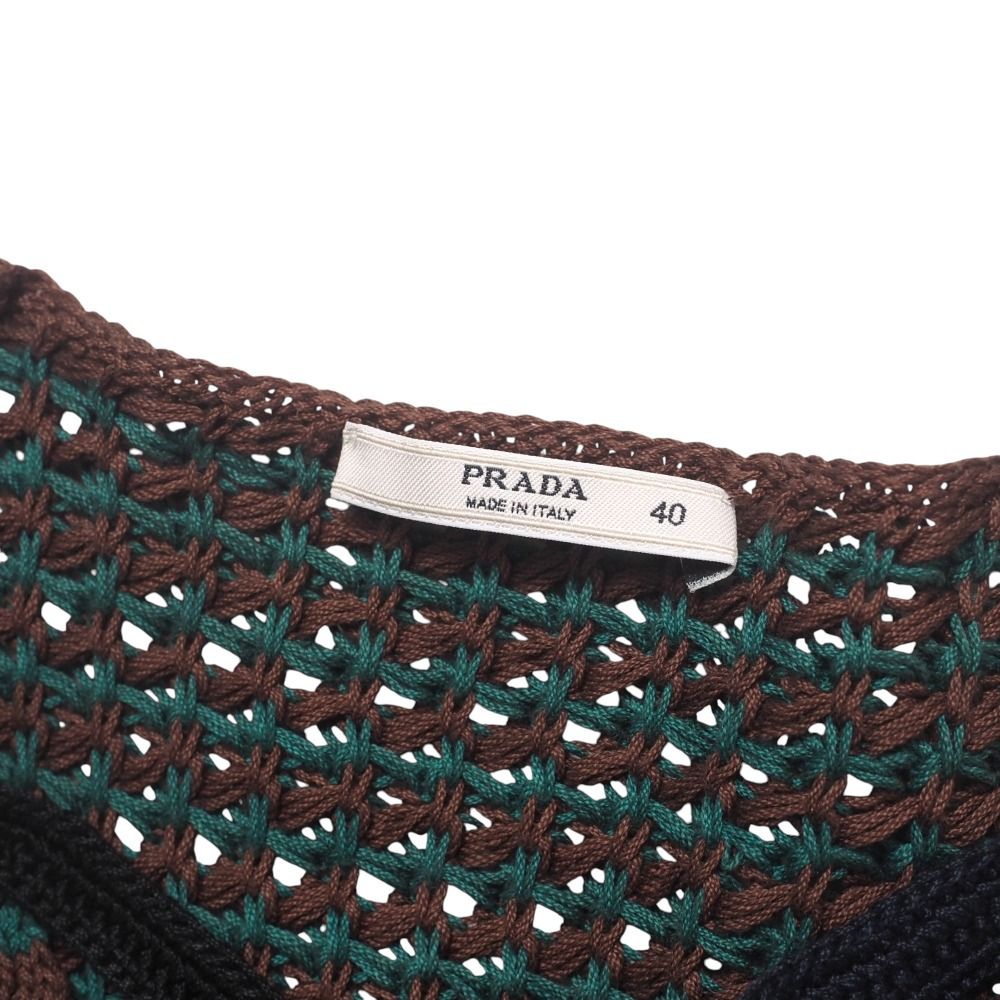 PRADA プラダ カーディガン サイズ40 ミラーワーク刺繍 ロング