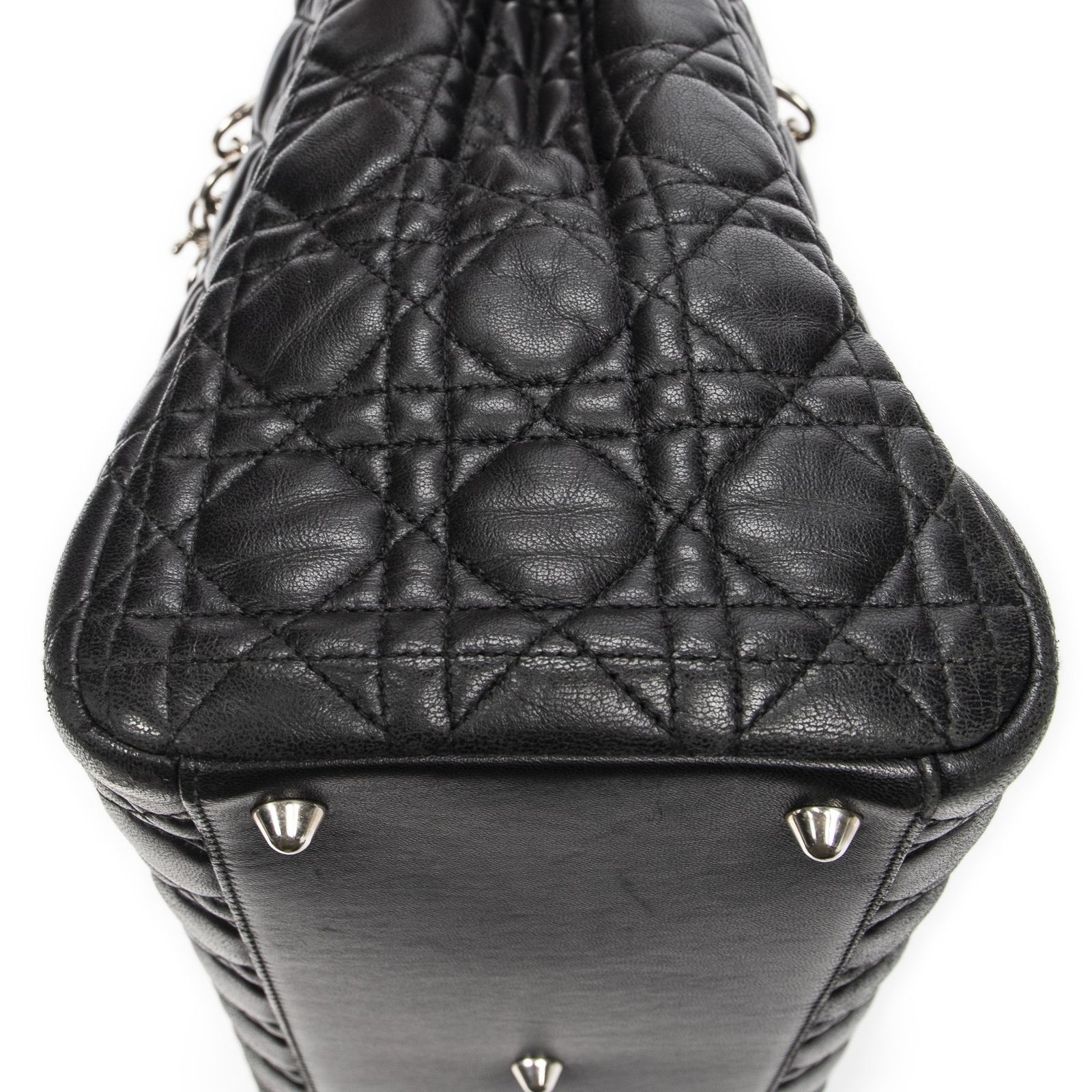 ディオールソフトショッピングトート黒カナージラムスキンレザーA