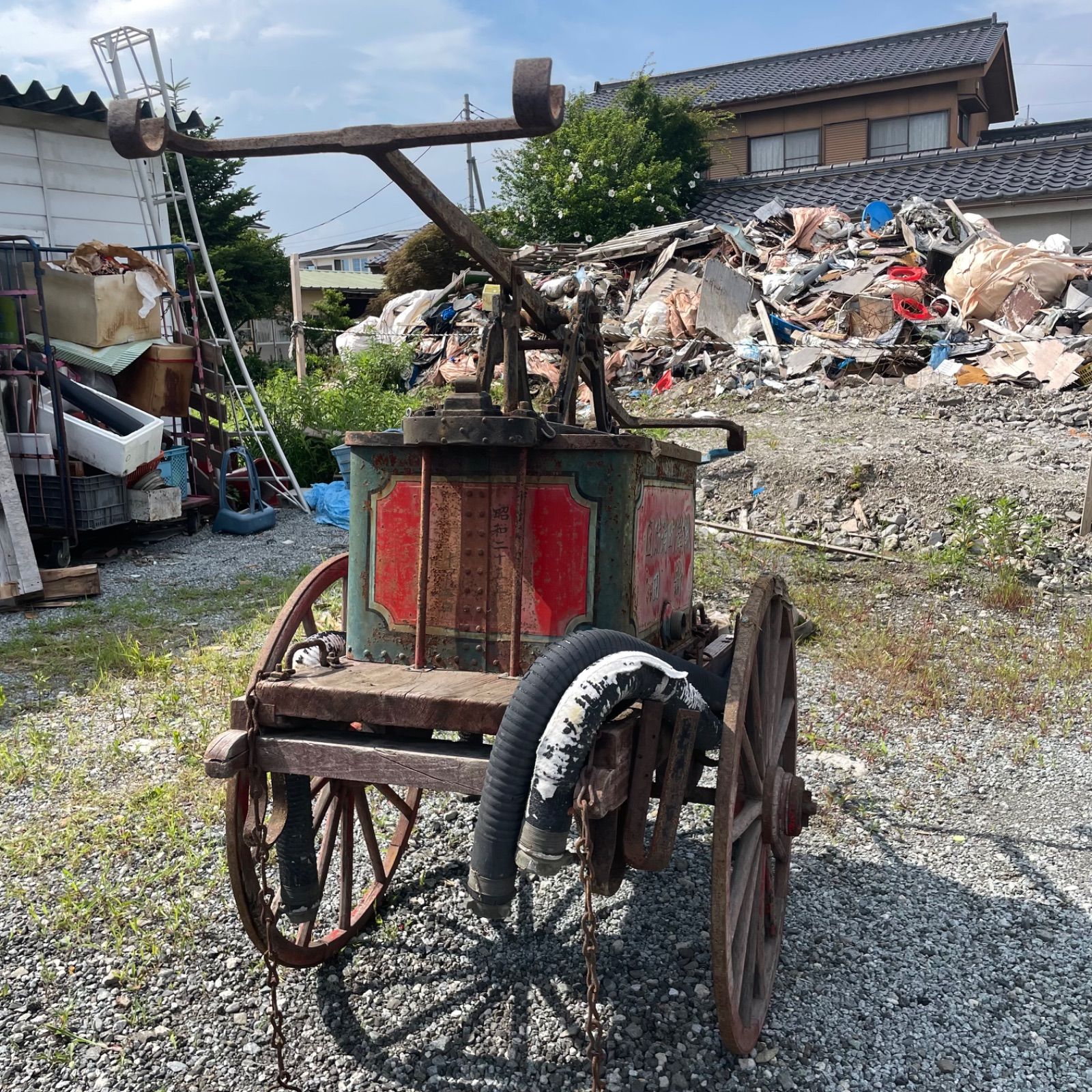 消防ポンプ 二輪車 大正 アンティーク 消火栓 消防 防災 レトロ 消防団 - メルカリ