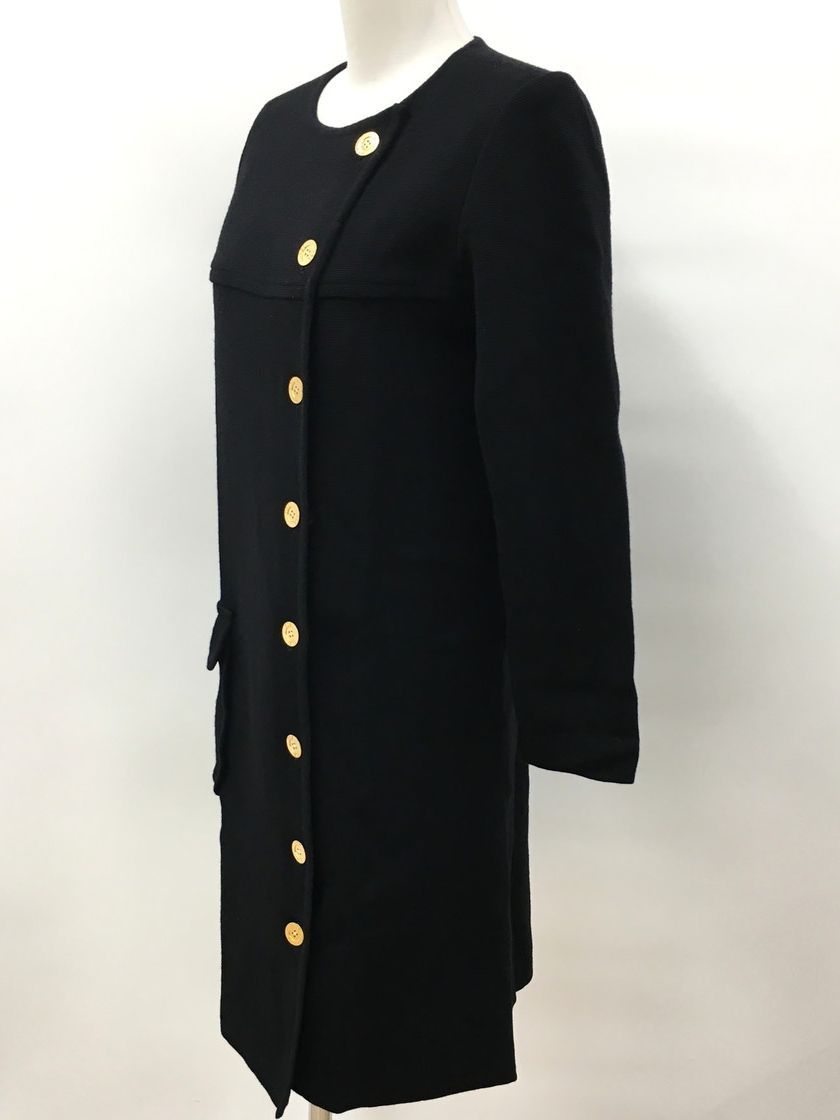 極美品【イヴサンローラン】ノーカラージャケット カーディガン 銀デカボタン M イヴ・サン・ローラン Yves Saint Laurent ロングカーディガン