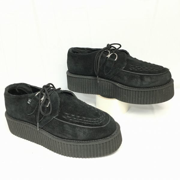T.U.K size24.5-25.0 UK6 ラバーソールブーツ クリーパーシューズ 黒|BLACK パンク ロカビリー |men s 管No.WZF-109<sale>