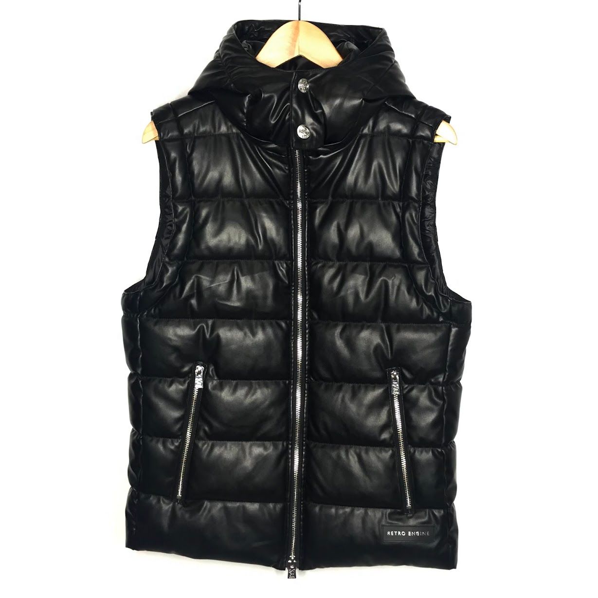 倉吉店 RetroEngine レトロエンジン M Leather Puffer VEST ダウンベスト ブラック サイズ M 98