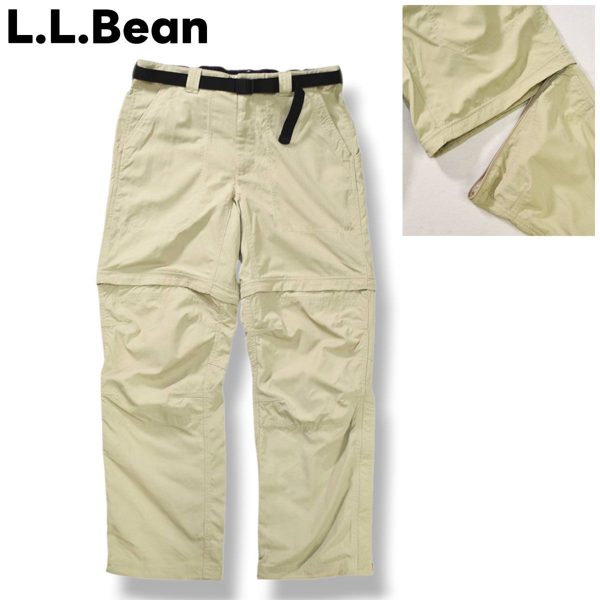 エルエルビーン L.L.Bean 2WAY コンバーチブル ナイロン アウトドア パンツ ボトム クライミング トレッキング タウンユース ストリート L ベージュ メンズ