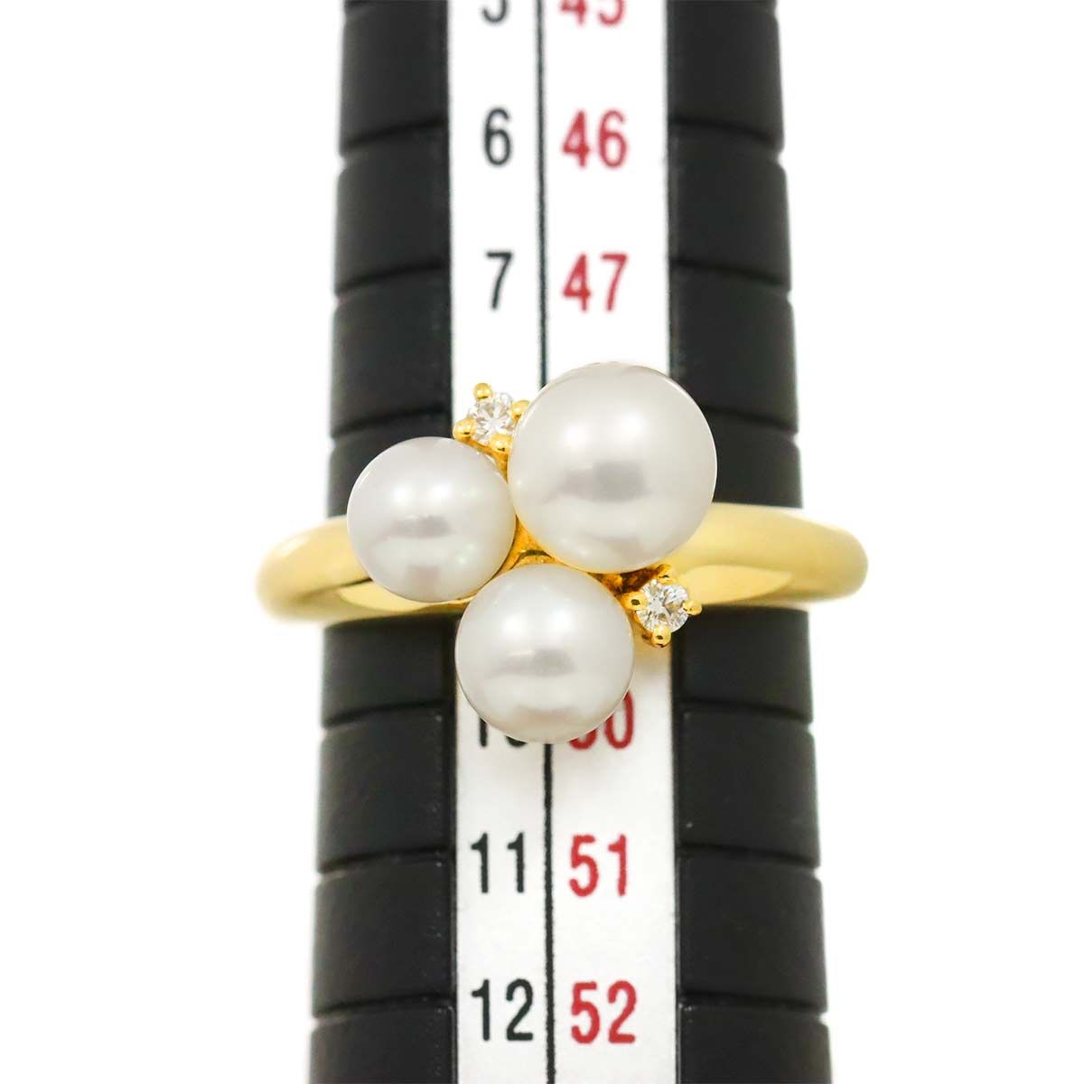 タサキ TASAKI 9号 リング アコヤ真珠 6.5-5.1mm ダイヤ 0.03ct