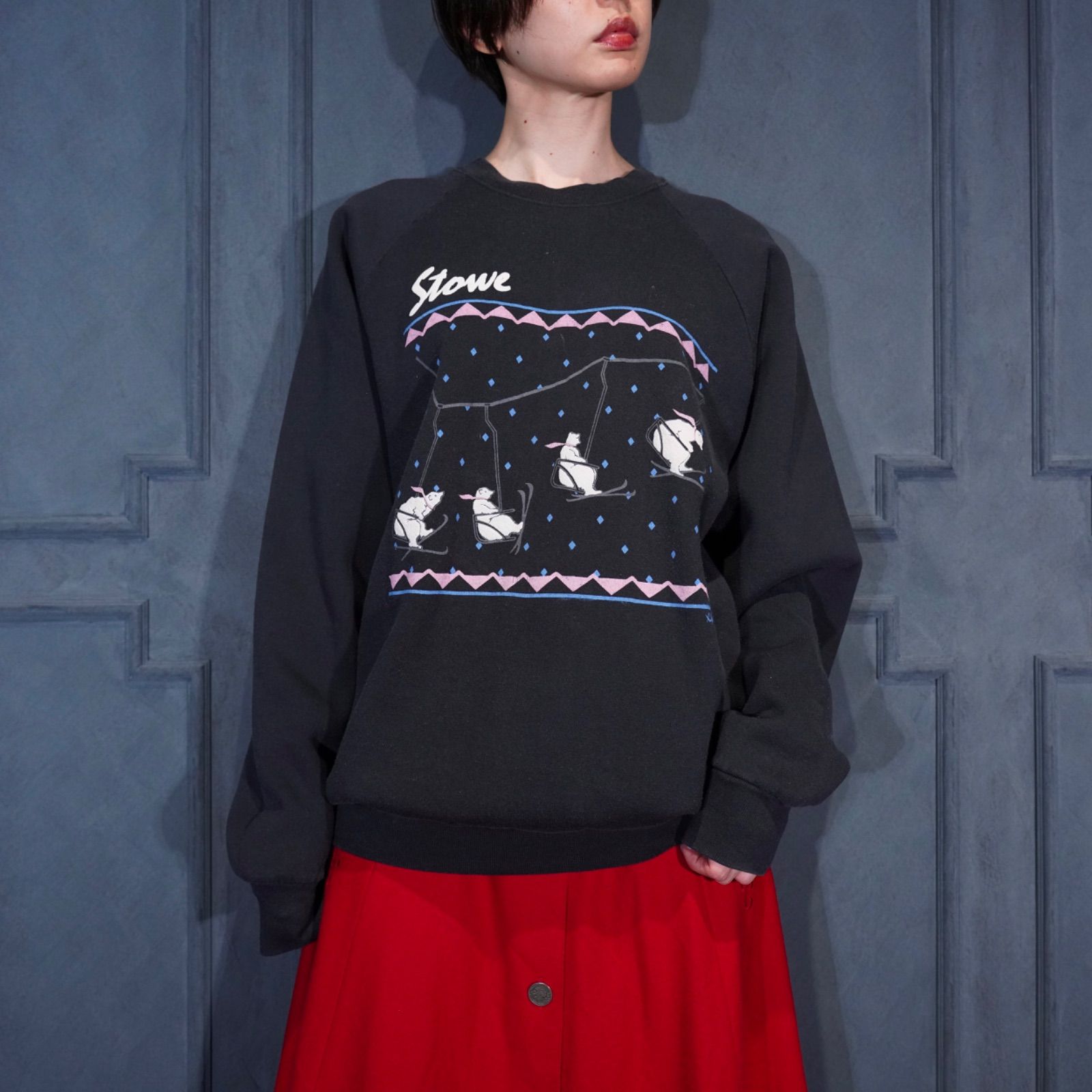 90 s USA VINTAGE FRUIT OF THE LOOM WHITE BEAR PRINT DESIGN SWEAT SHIRT|90年代アメリカ古着シロクマプリントデザインスウェット