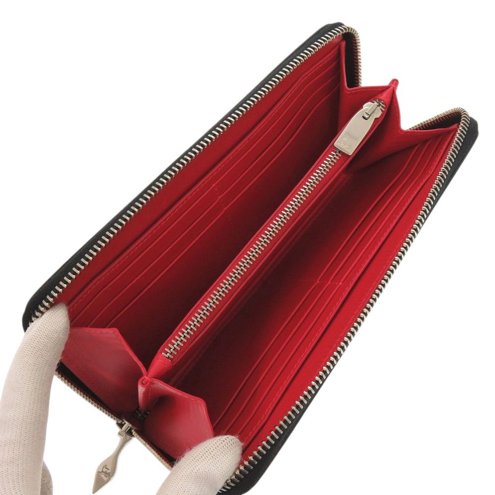 美品 クリスチャンルブタン フライングハート レザー ネイビー 長財布  