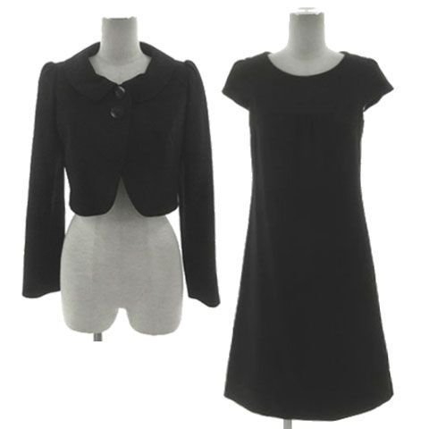 クレイサス CLATHAS BLACK ブラックフォーマル ワンピーススーツ 18-112010 ジャケット 丸襟 クロップド丈 ワンピース フレンチスリーブ ひざ丈 ブラック 黒 7AR