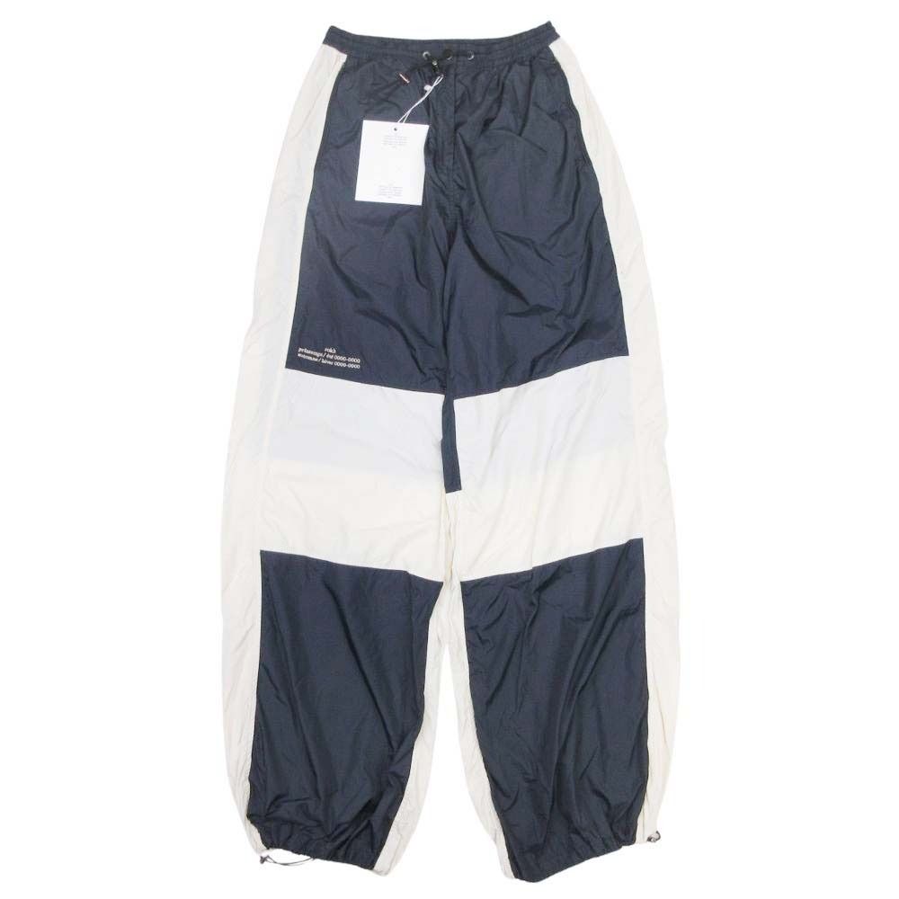 ♥ 23ss rokh ロク WINDBREAKER TROUSERS ウィンドブレーカーパンツ ナイロンジョガー バイカラー 34 ネイビー ホワイト レディース 古着