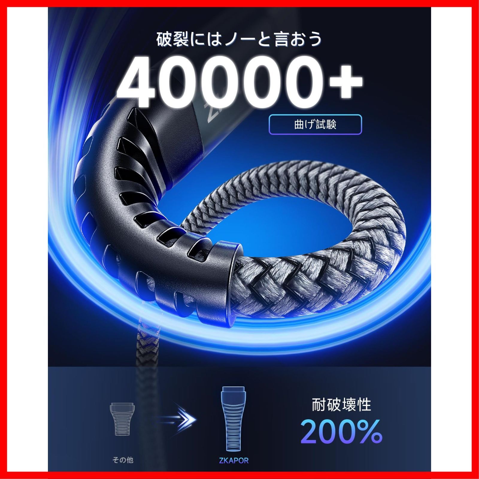 【ラスト1点】ZKAPOR USB Type Cケーブル PD対応【1M+1M 2本】USB C to USB C 60W/3.1A急速充電 超高耐久 断線防止 タイプc 充電ケーブル iPhone 15/MacBook Pro/Galaxy S22 /S21