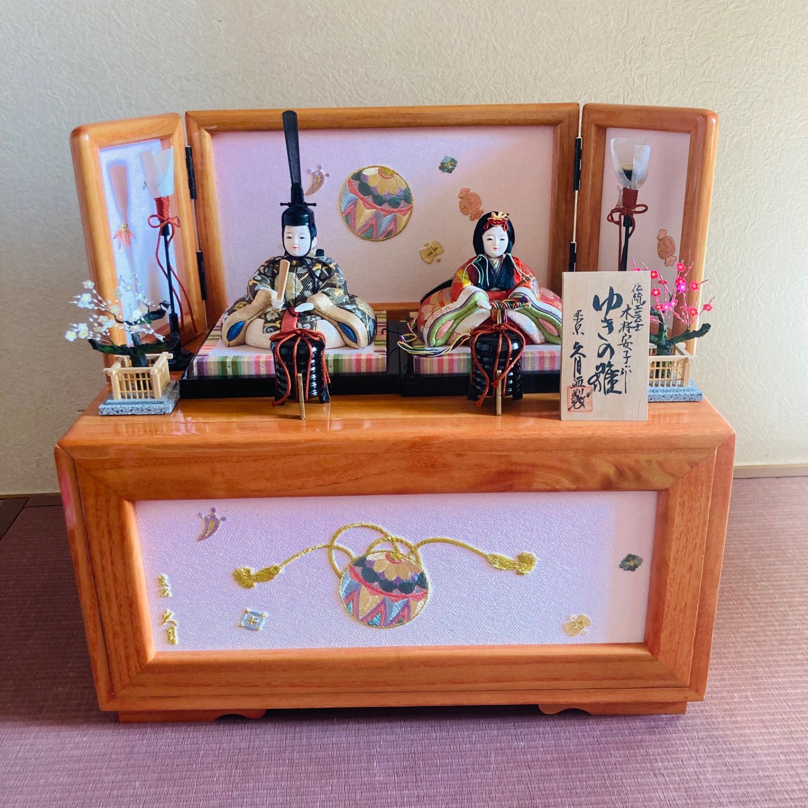 市松人形 隆玉作 金箔ガラスケース入り 木札付き 美品 53cm 人形用