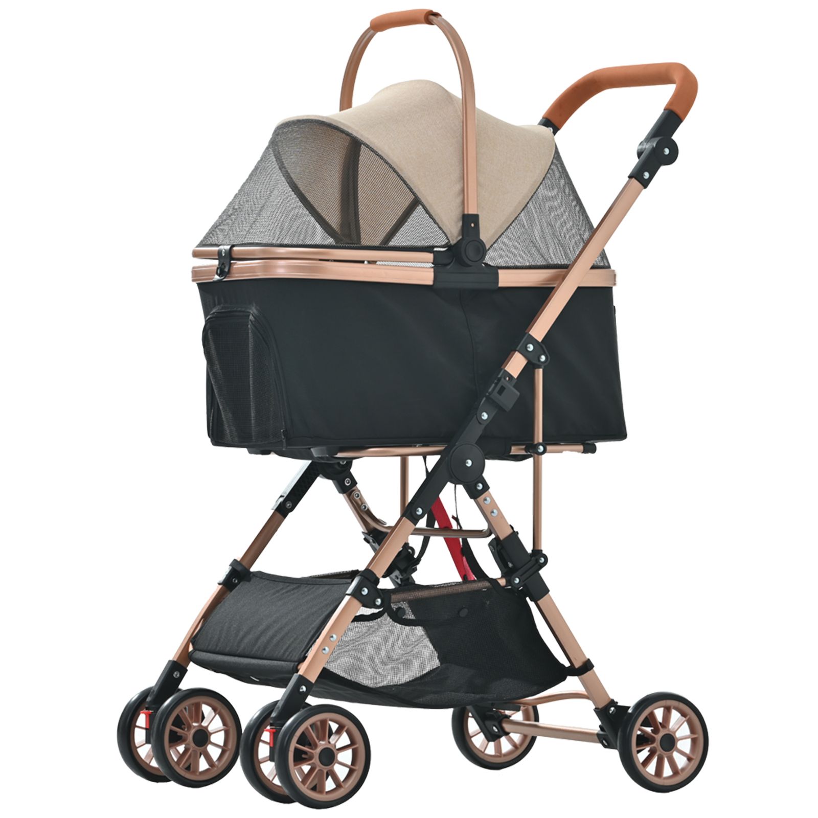 15％割 Petbliss ペットカート アルミ製 分離式 取り外し 折りたたみ 多頭 中型犬 小型犬 猫 2way 軽量 ストッパー付き 4輪 組立簡単 工具不要 介護用 ドッグカート ペットバギー 犬 猫 動物 ペット用品 ベージュ ブラック Be