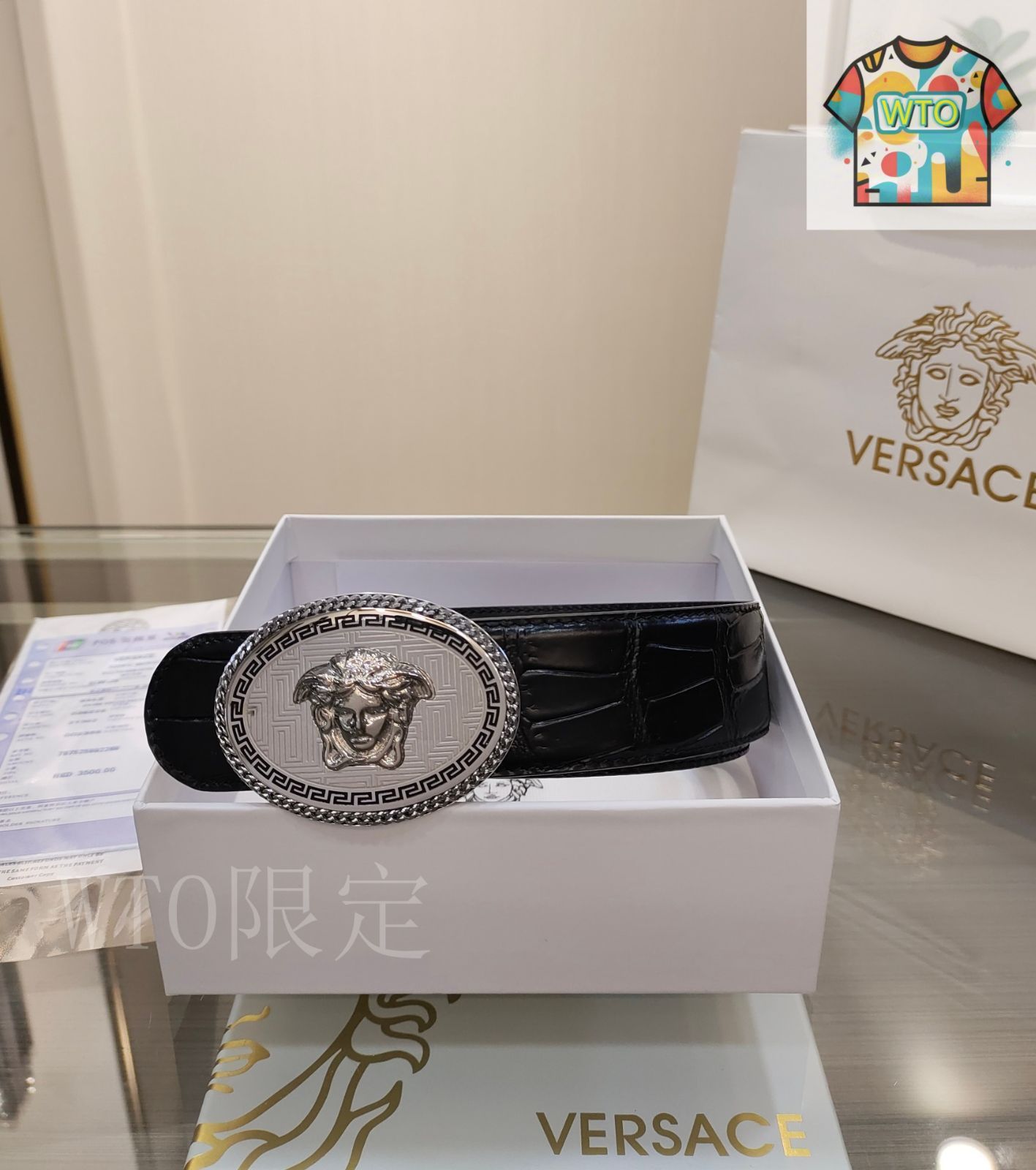 今日特価】VERSACE ヴェルサーチ レザーベルト-3 - メルカリ