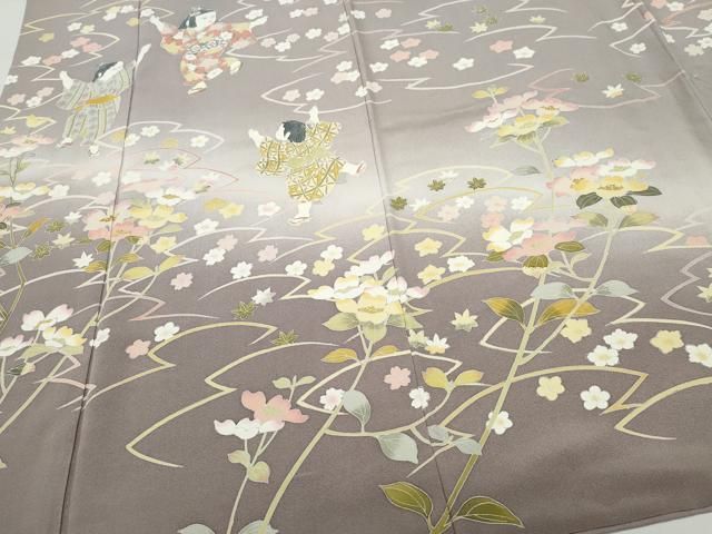 平和屋着物○訪問着 友禅 作家物 童子遊び花文 暈し染め 正絹 逸品