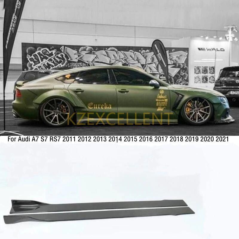 アウディA7s7 rs7 2011-2018用カーボンファイバーサイドボディスカートキット リップブリイラートリム 高品質のアクセサリー