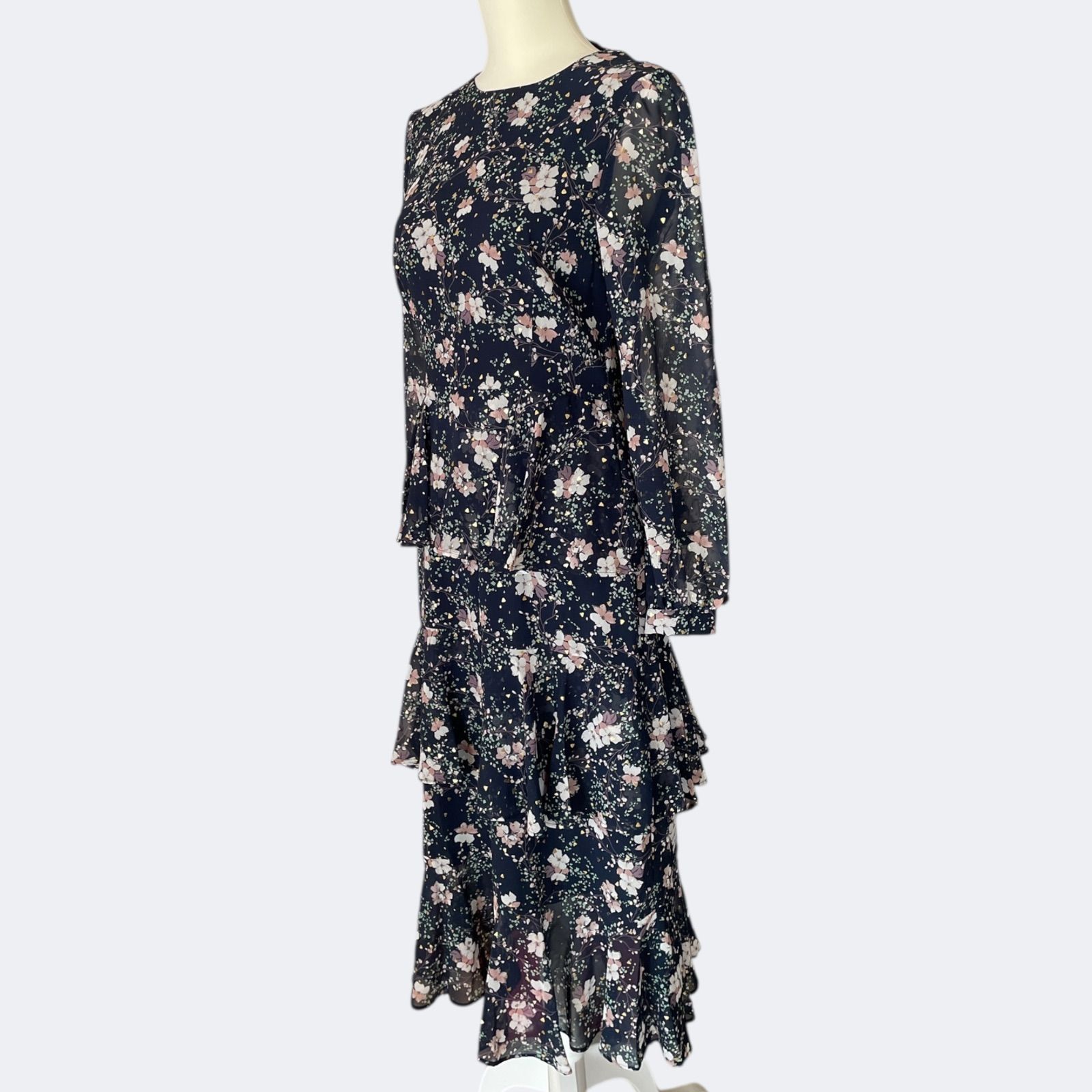 上品ネイビー小花柄