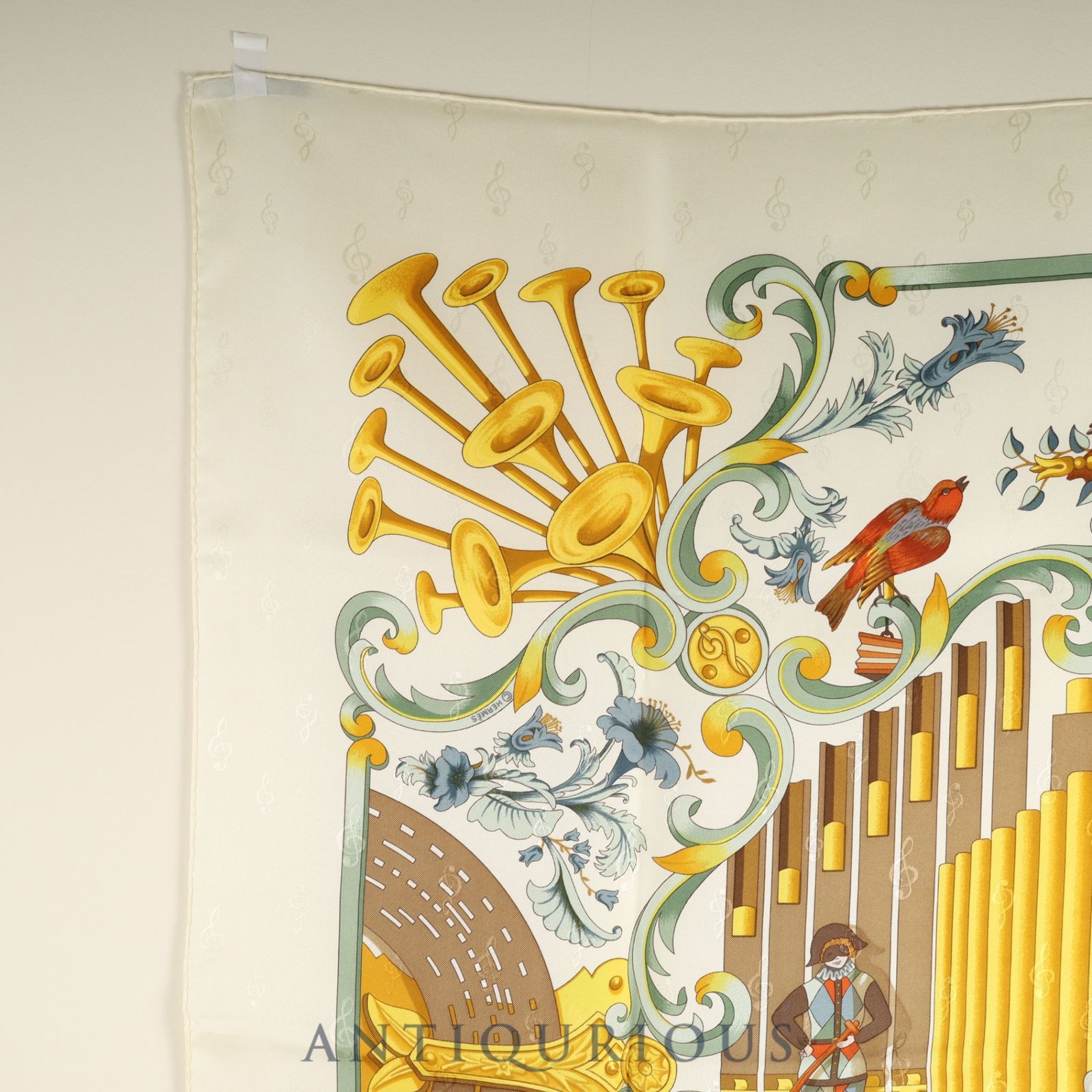 エルメス スカーフ カレ90 パイプオルガンと時計仕掛けの楽器 SILK100