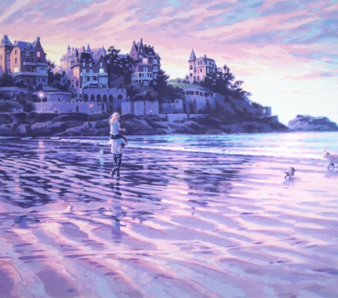 真作保証 笹倉鉄平 「エクリューズ浜」シルクスクリーン 直筆サイン 光の情景画家 笹倉 鉄平「エクリューズ浜」シルクスクリーン版画 限定サイン入り 光