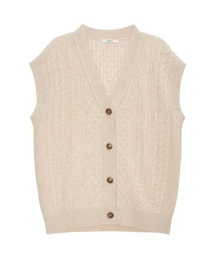 HAZZYS へジス レディース ケーブル ニット ベスト ベージュ 85 90