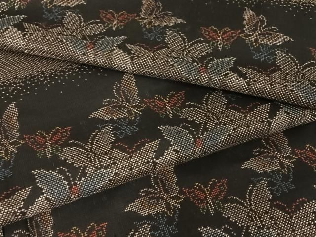 平和屋着物○本場大島紬 訪問着 一元7マルキ 舞蝶文 正絹 逸品