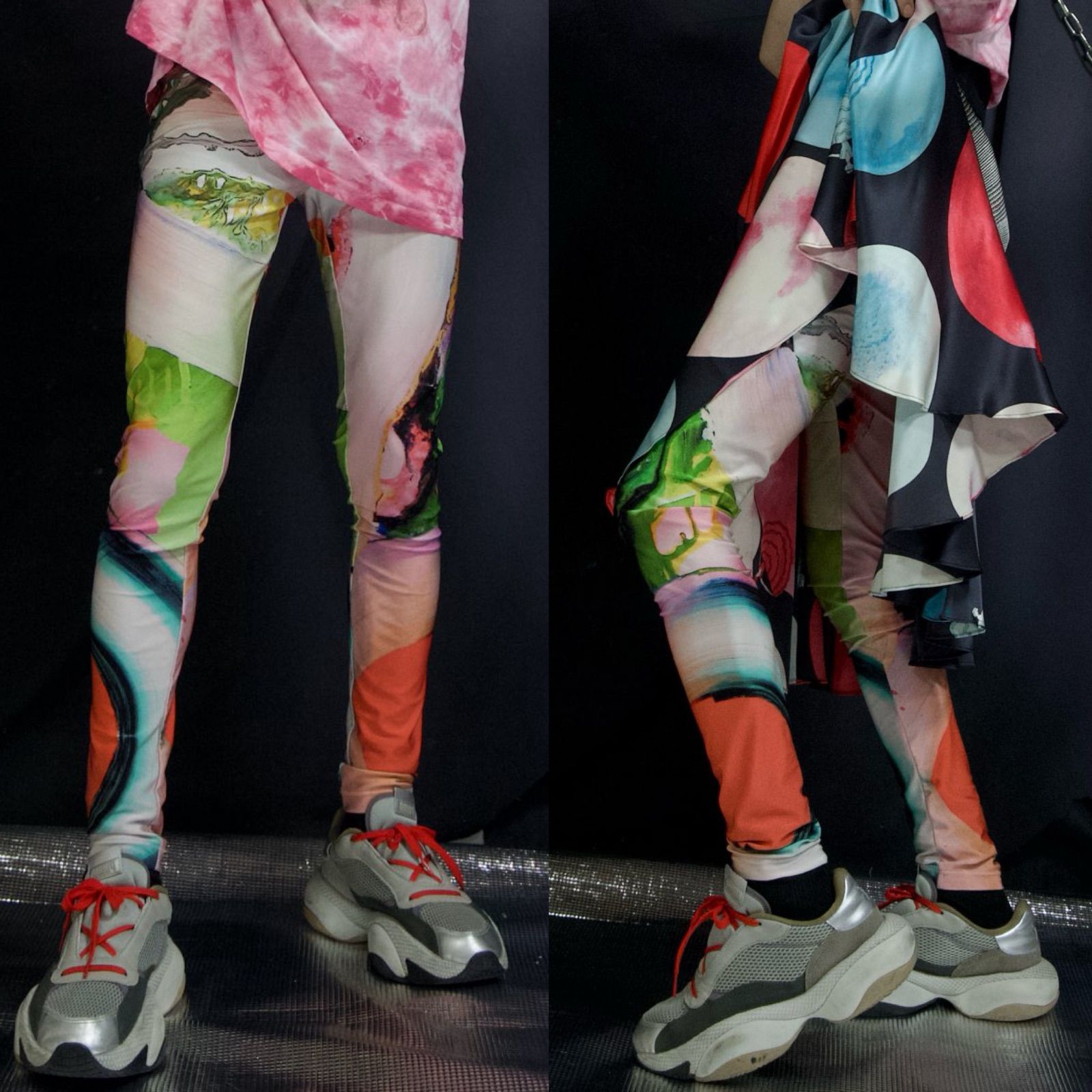 SOMETHING ELSE By Natalie Wood Asymmetry Abstract Full Graphic Leggings