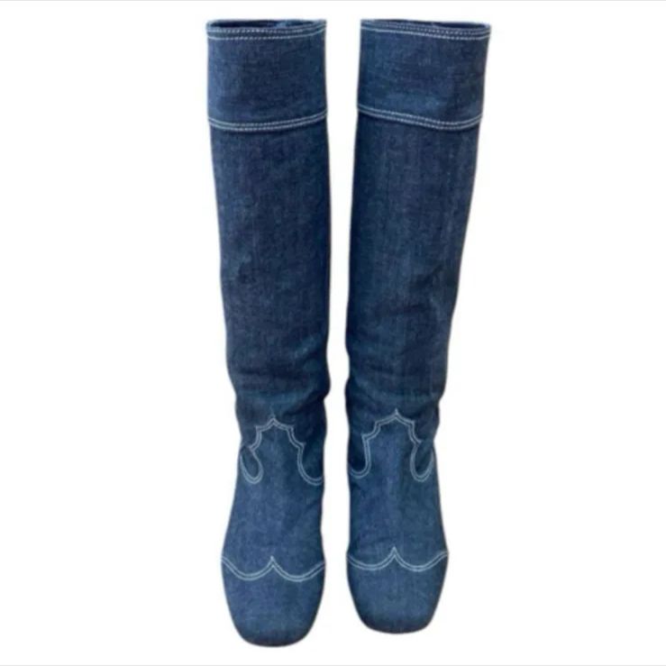 INGEBORG インゲボルグ デニムロングブーツ ウエスタンブーツ M 23.5㎝