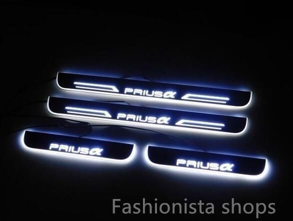 トヨタ プリウス α スカッフプレート PRIUS LED ホワイト 白 光る 流れる イルミネーション 連動 鏡面 シーケンシャル kkkqmg FFCRYSTALESIA_COM