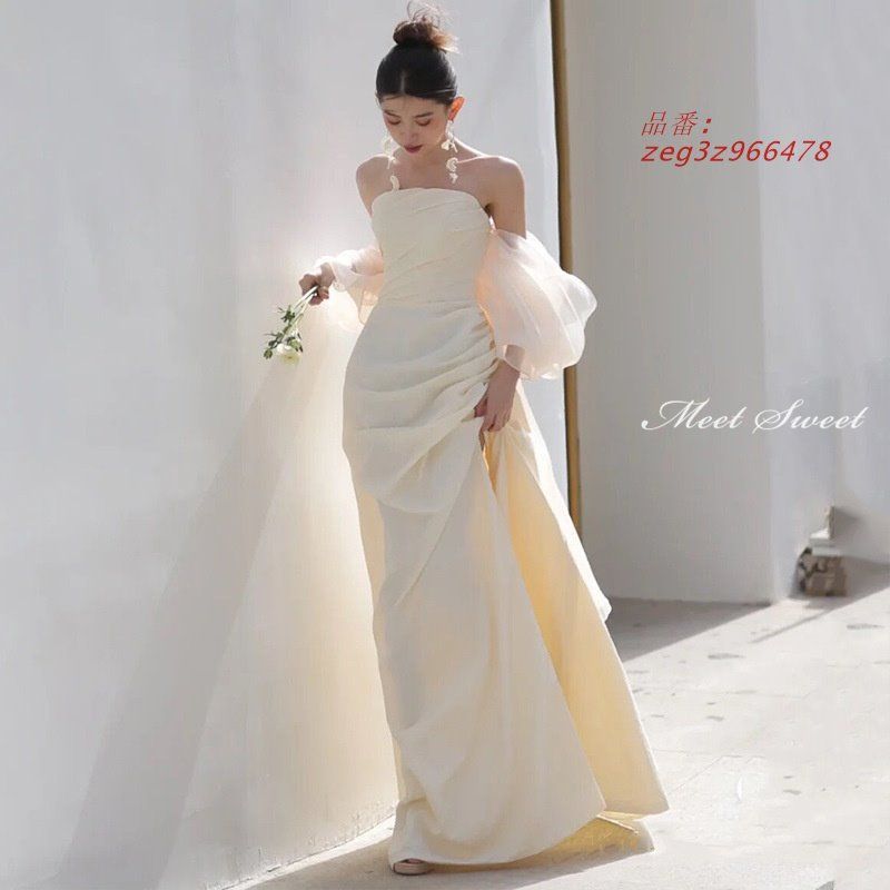ウェディングドレス ウエディングドレス 二次会 結婚式 前撮り ブライダル スレンダーラインドレス ロングドレス スレンダードレス 花嫁 zeg3z966478
