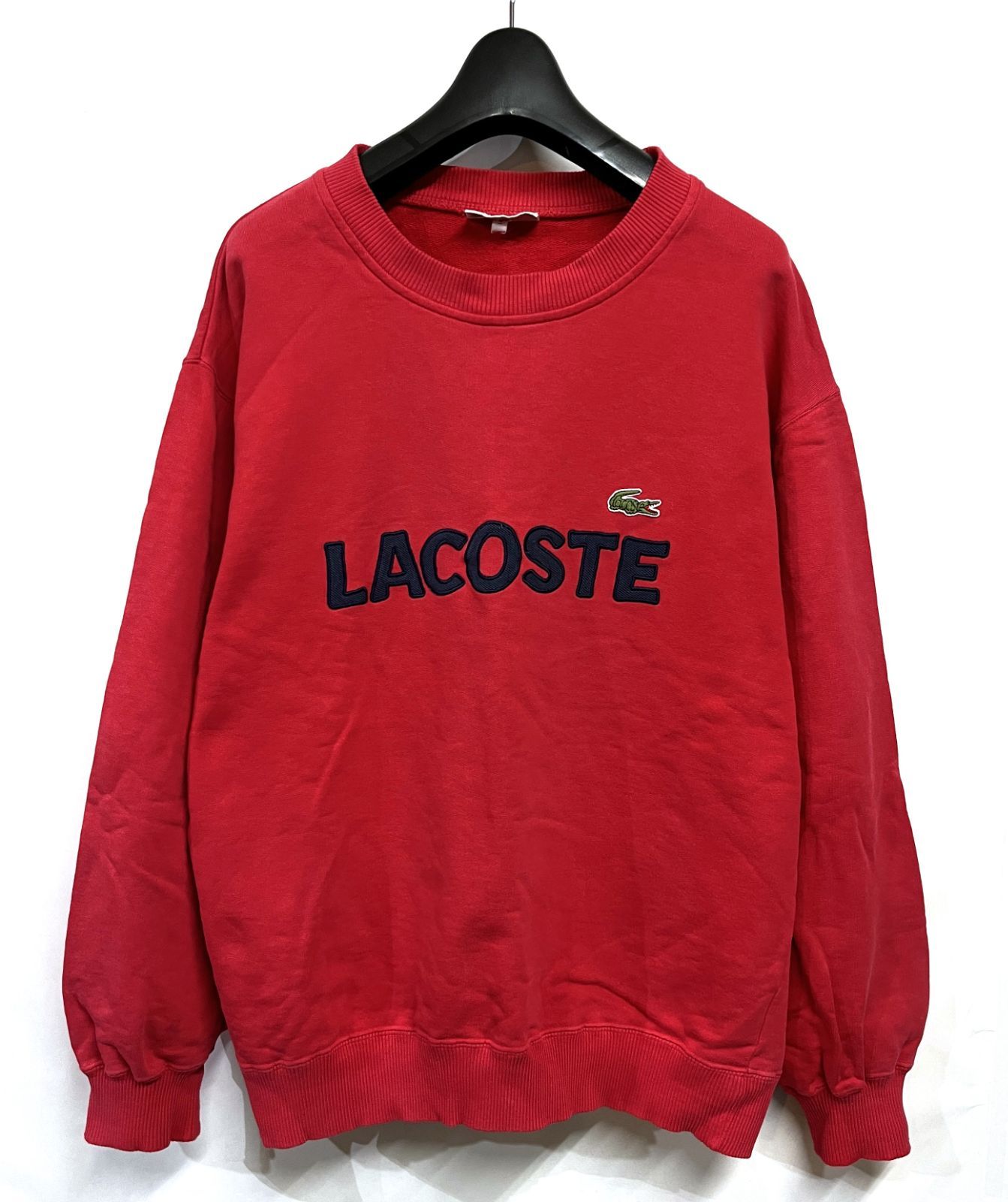 90s　CHEMISE LACOSTE　文字ワニロゴ刺繍　短丈ラグランスウェット 90s CHEMISE LACOSTE 文字ワニロゴ刺繍 短丈ラグランスウェット