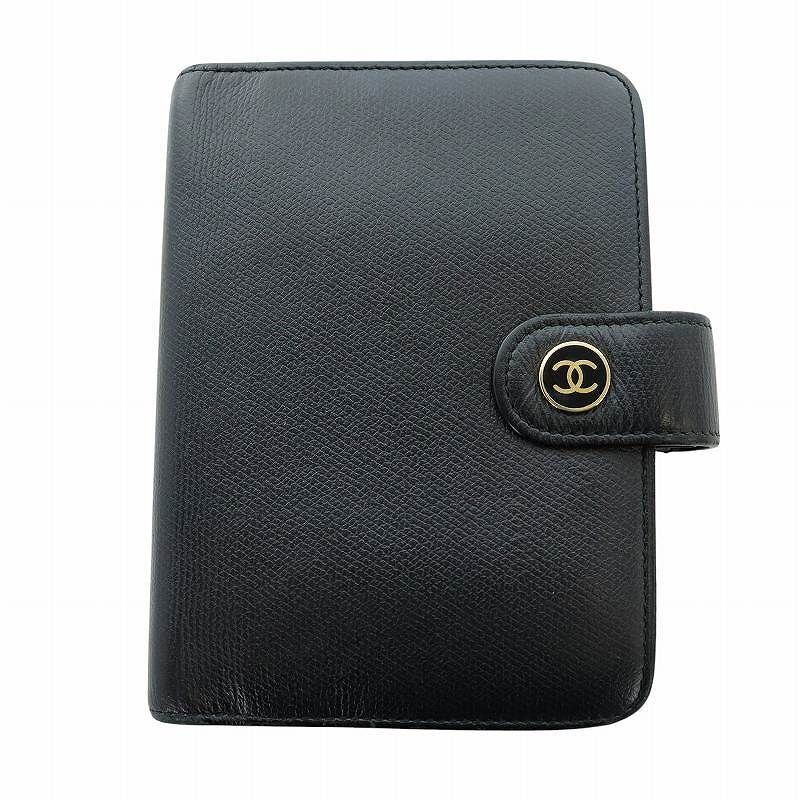 シャネル CHANEL アジェンダ 手帳カバー スケジュール帳 レザー ココマーク ココボタン 黒 ブラック A23850 ■GY18 /MQ