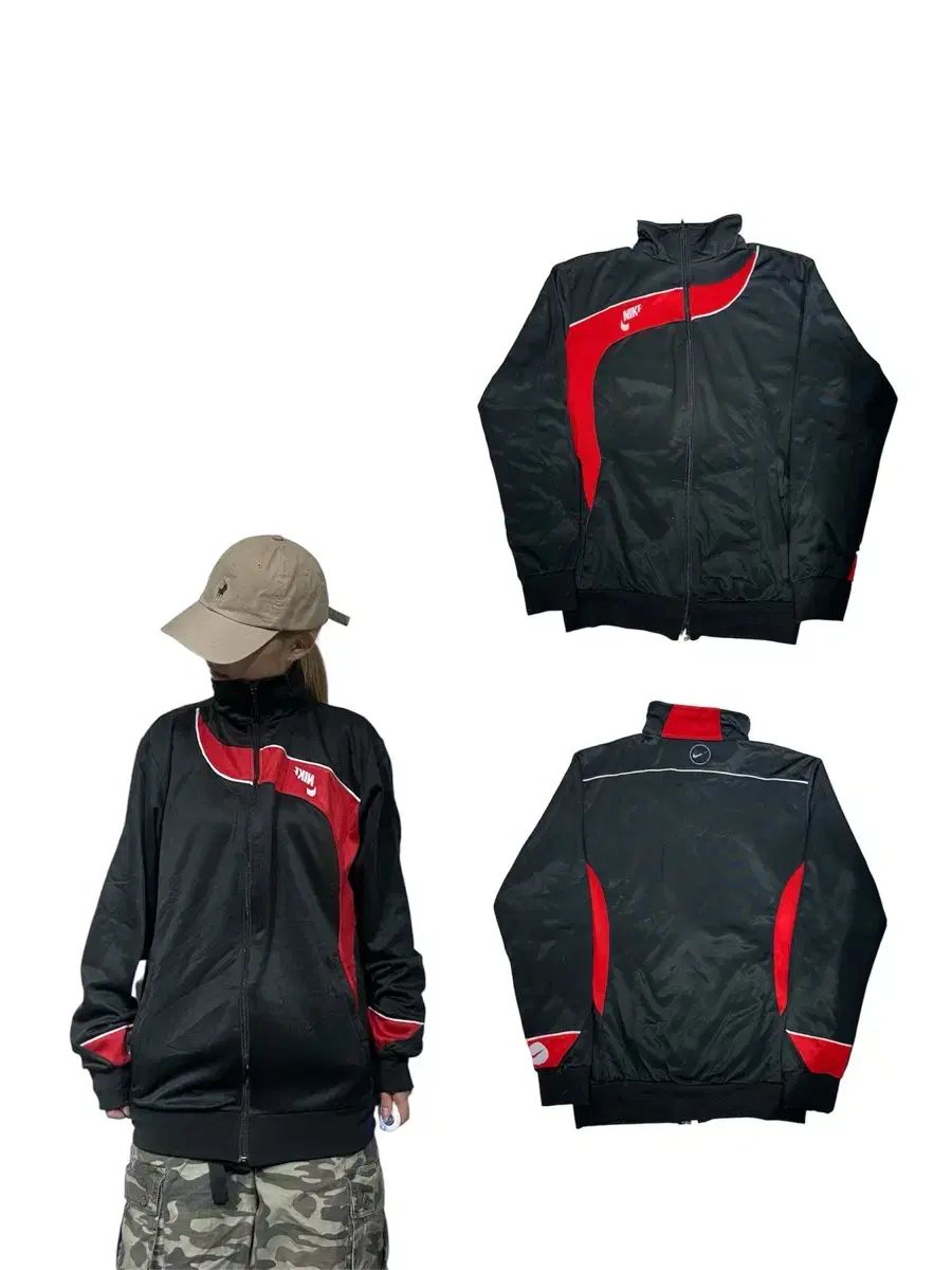 Nike(ナイキ） 黒 レッド ライン オールドスクール トラックトップス ジャージ L