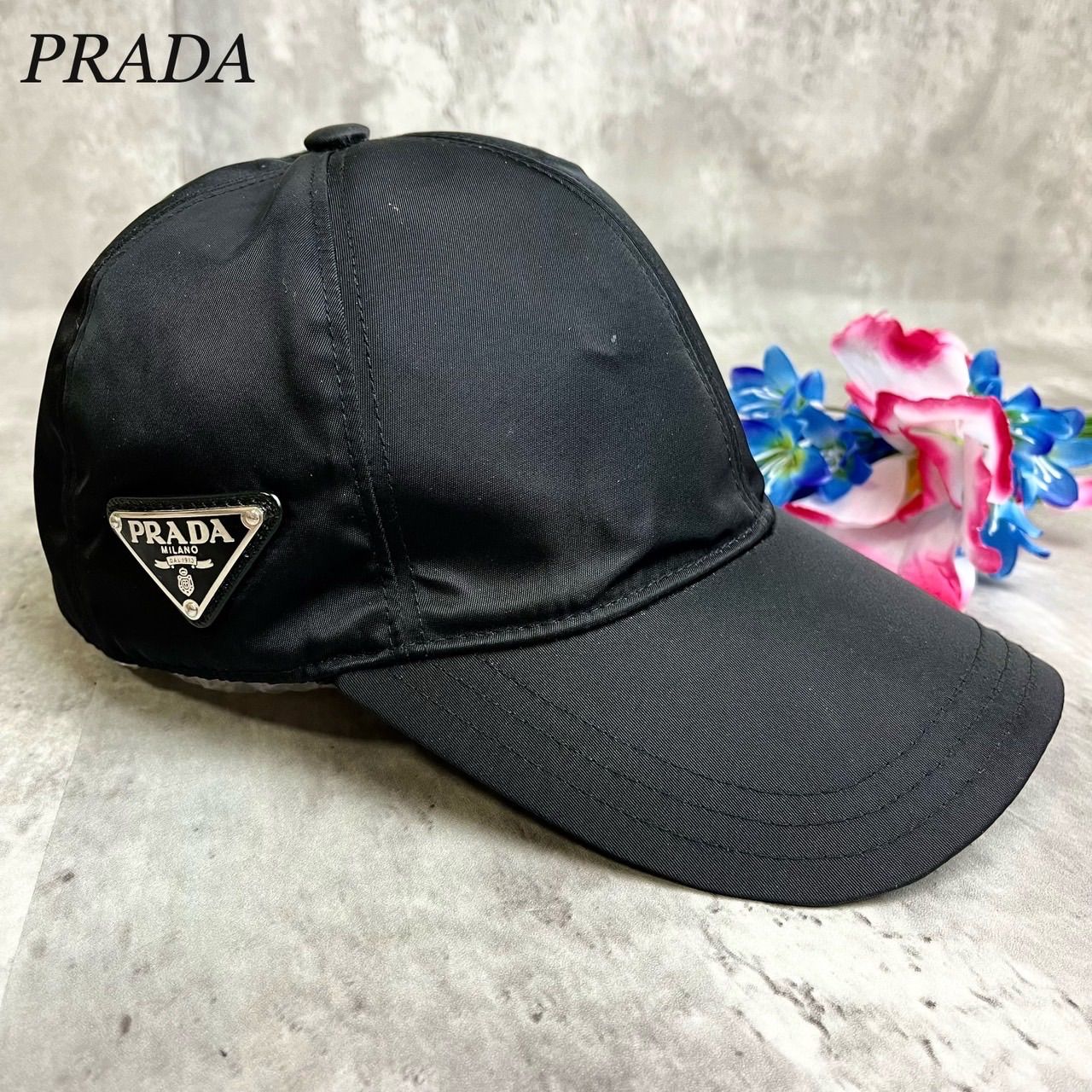 ✨良品✨ PRADA プラダ 帽子 ベースボールキャップ Lサイズ 三角ロゴ ...